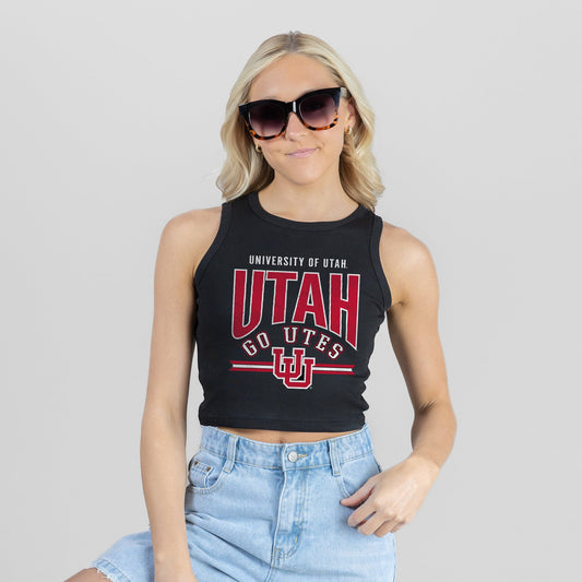 UTAH UTES MIC DROP ESSENTIAL RIBBED CROP TANK