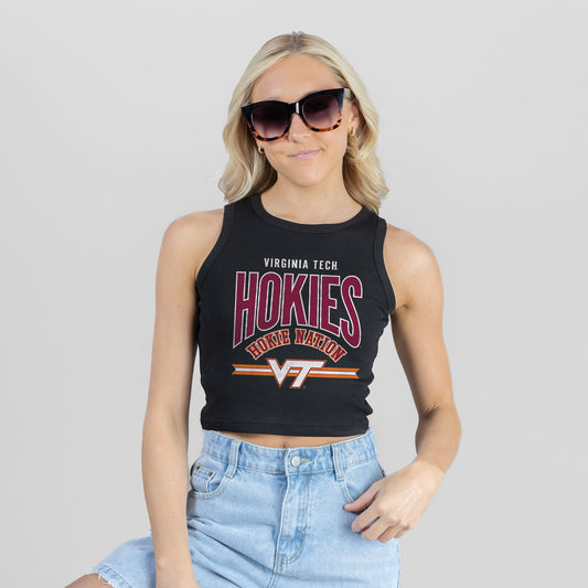 VIRGINIA TECH HOKIES MIC DROP ESSENTIAL RIBBED CROP TANK