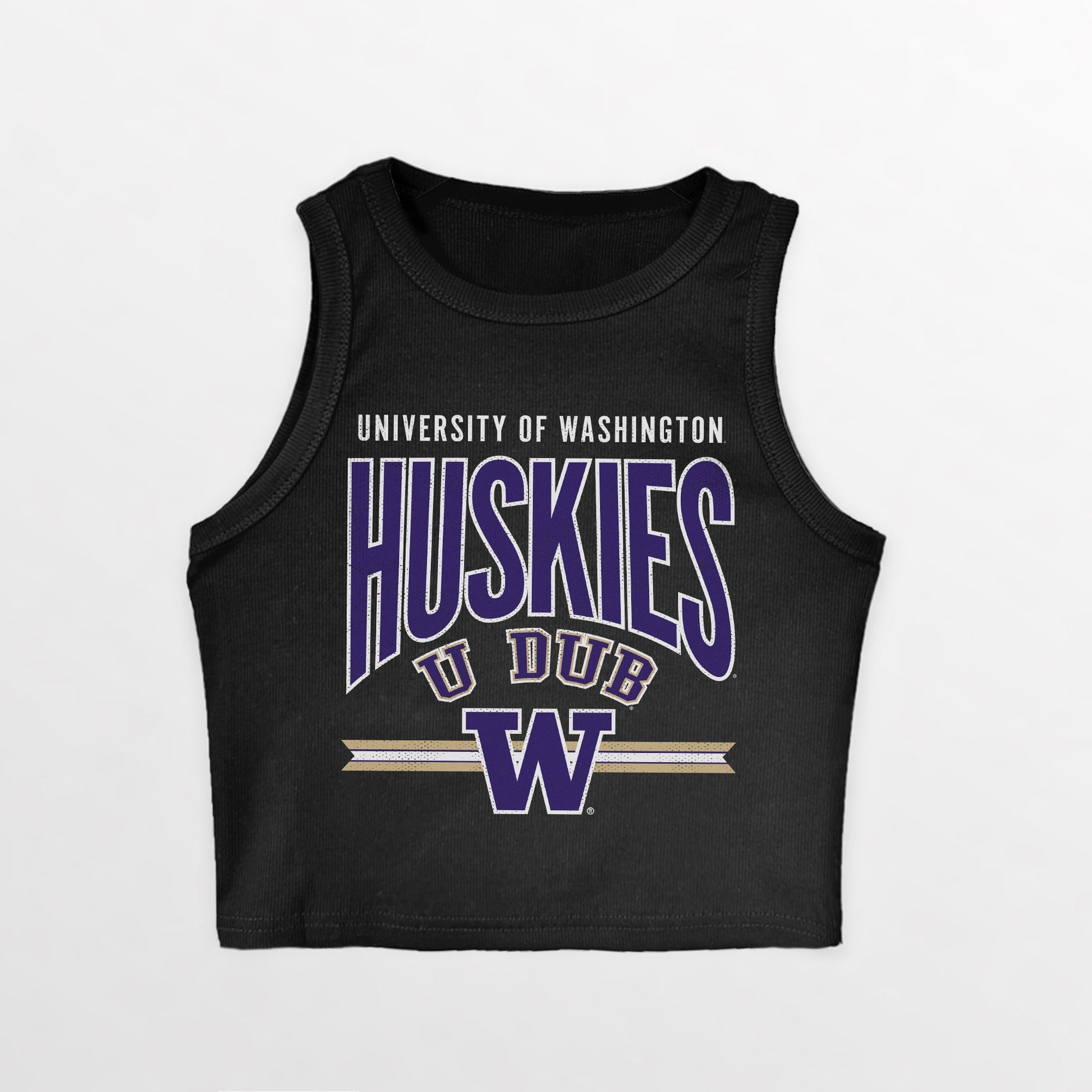 WASHINGTON HUSKIES MIC DROP ESSENTIAL RIBBED CROP TANK