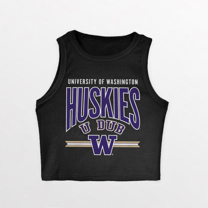 WASHINGTON HUSKIES MIC DROP ESSENTIAL RIBBED CROP TANK