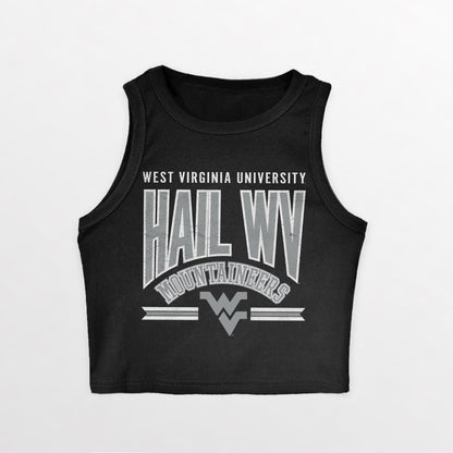 WEST VIRGINIA MOUNTAINEERS MIC DROP ESSENTIAL RIBBED CROP TANK