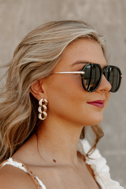 Black BLANCA AVIATOR SUNGLASSES - Side Profile View | Gameday Couture SOHO