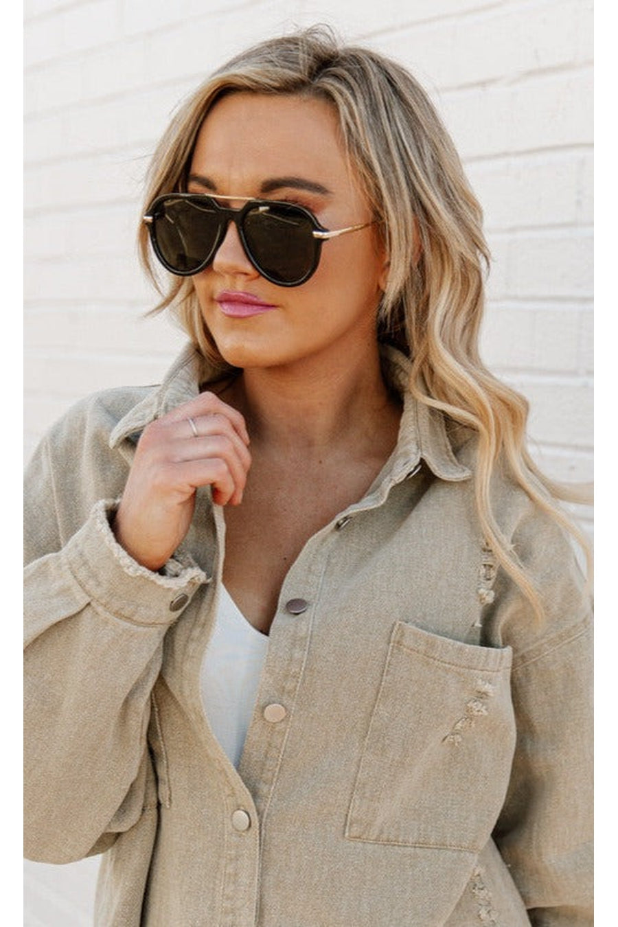 Black BLANCA AVIATOR SUNGLASSES - On Model Portrait | Gameday Couture SOHO