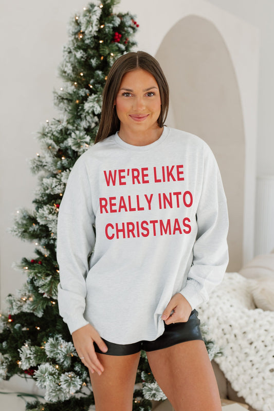 REALLY INTO CHRISTMAS DROP SHOULDER LONG SLEEVE PULLOVER