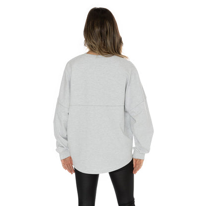 LOUISIANA RAGIN' CAJUNS FIGHTING SPIRIT RELAXED FIT HEATHERED LONG SLEEVE FRENCH TERRY PULLOVER WITH RIBBED CUFF AND NECKLINE DETAIL