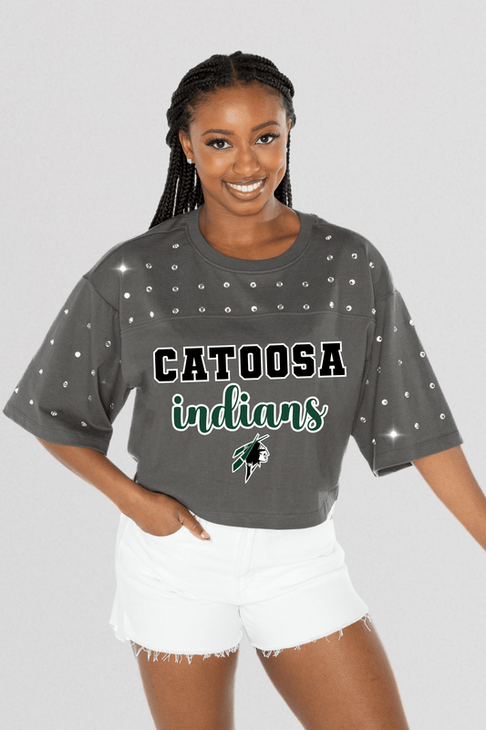 CATOOSA INDIANS RHINESTONE MID - CROP TEE - The Club