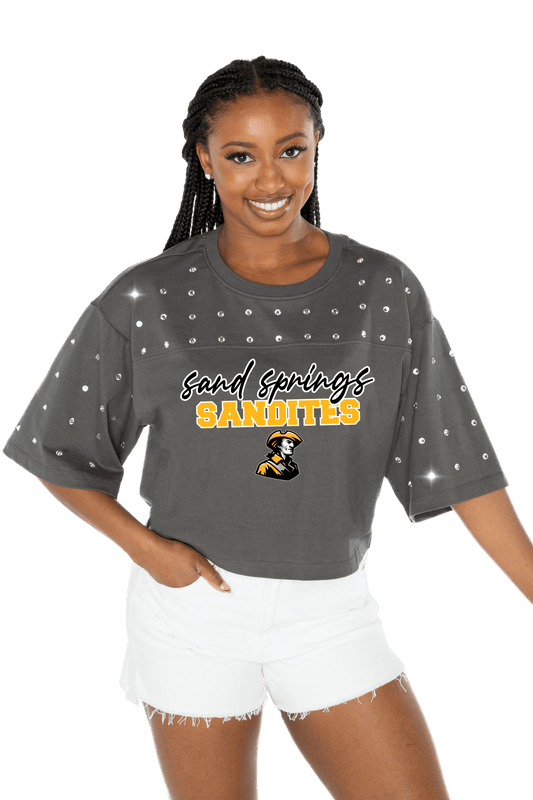 SAND SPRINGS SANDITES RHINESTONE MID - CROP TEE - The Club