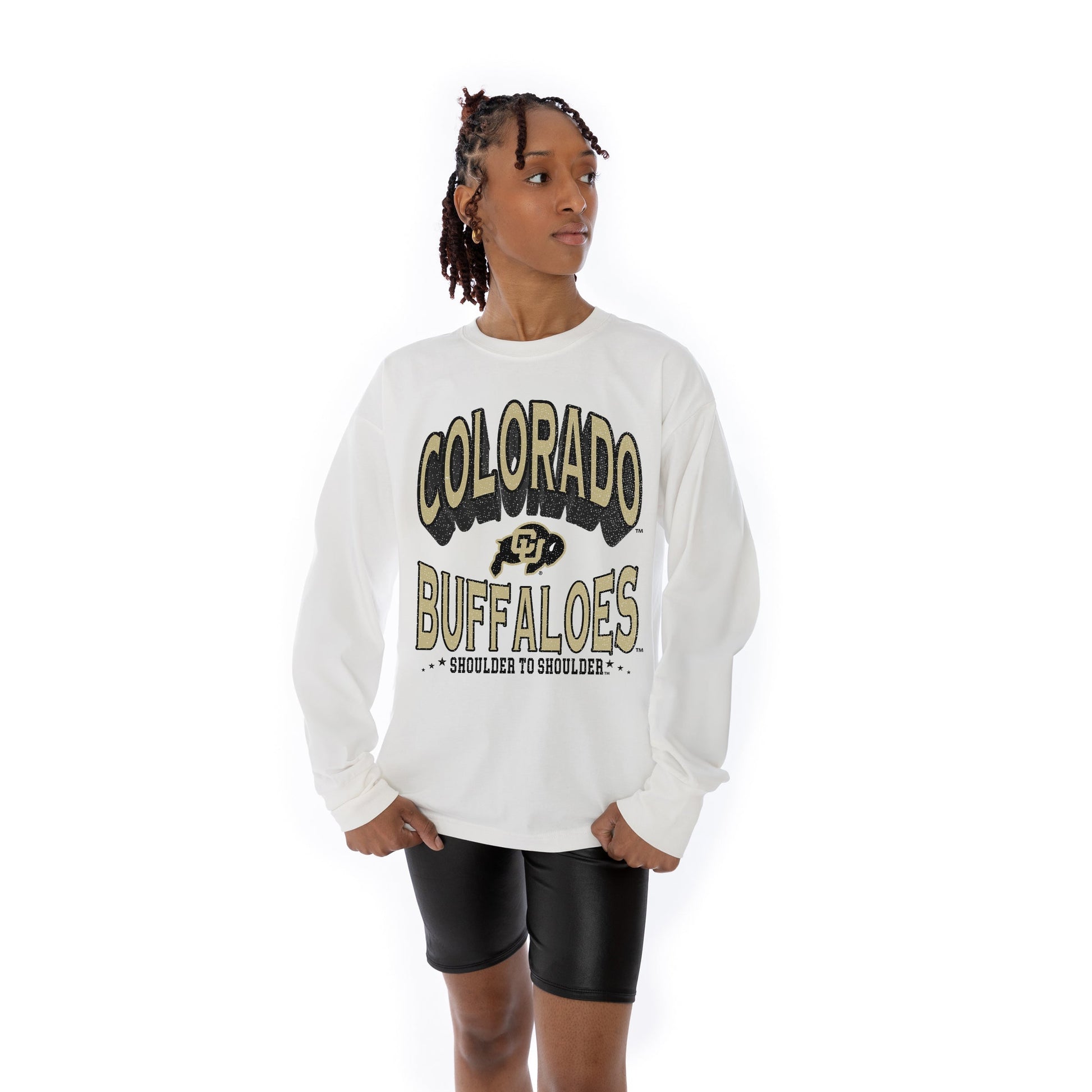 COLORADO BUFFALOES TIME OUT OVERSIZED MIDWEIGHT LONG SLEEVE TEE WITH RIBBED NECKLINE AND CUFFS