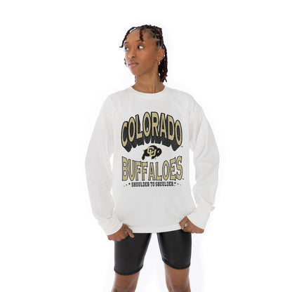 COLORADO BUFFALOES TIME OUT OVERSIZED MIDWEIGHT LONG SLEEVE TEE WITH RIBBED NECKLINE AND CUFFS