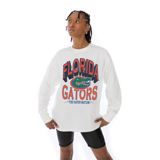 FLORIDA GATORS TIME OUT OVERSIZED MIDWEIGHT LONG SLEEVE TEE WITH RIBBED NECKLINE AND CUFFS