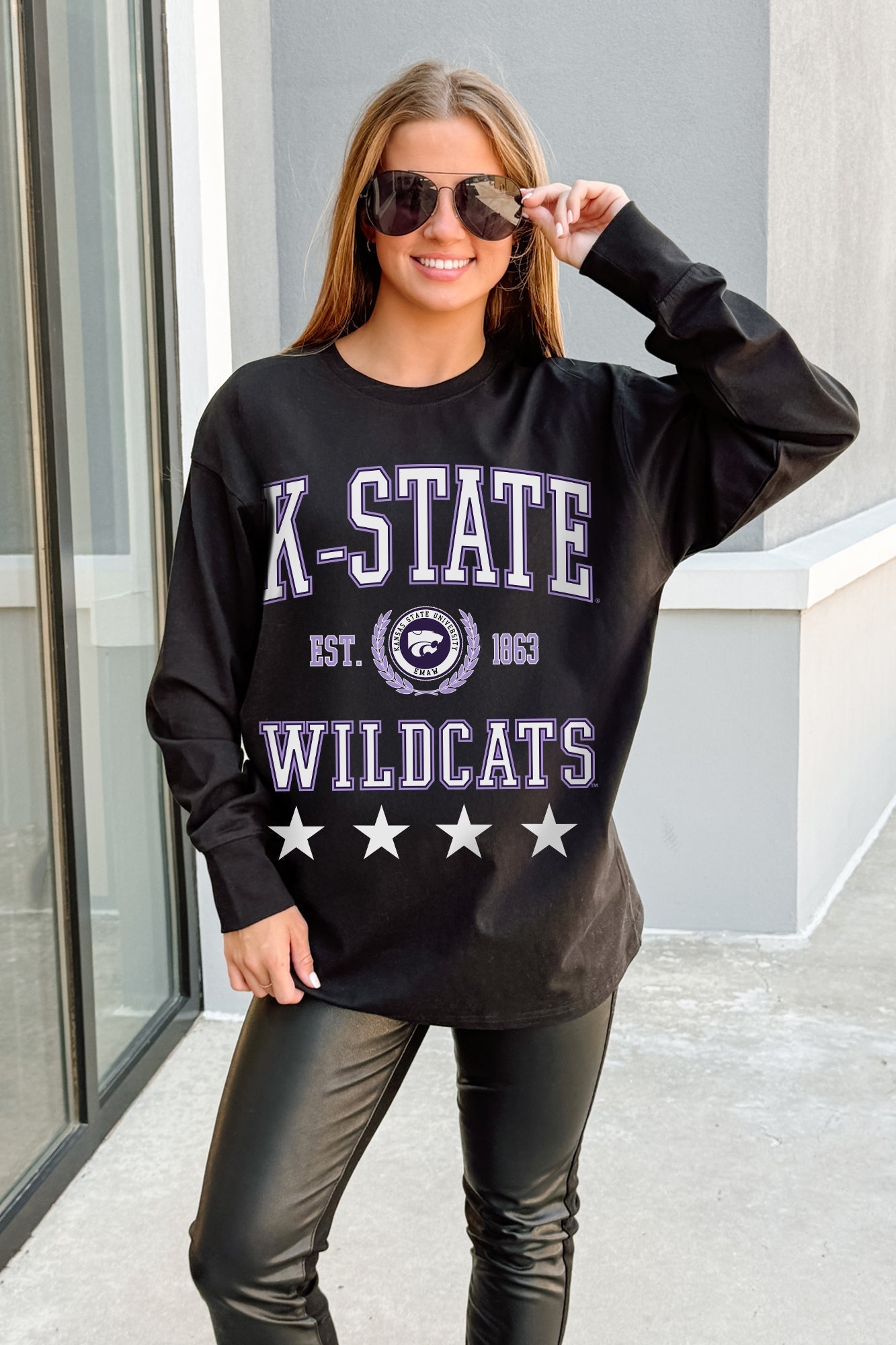 KANSAS STATE WILDCATS EVERYDAY STAR ESSENTIAL RELAXED FIT LONG SLEEVE TEE