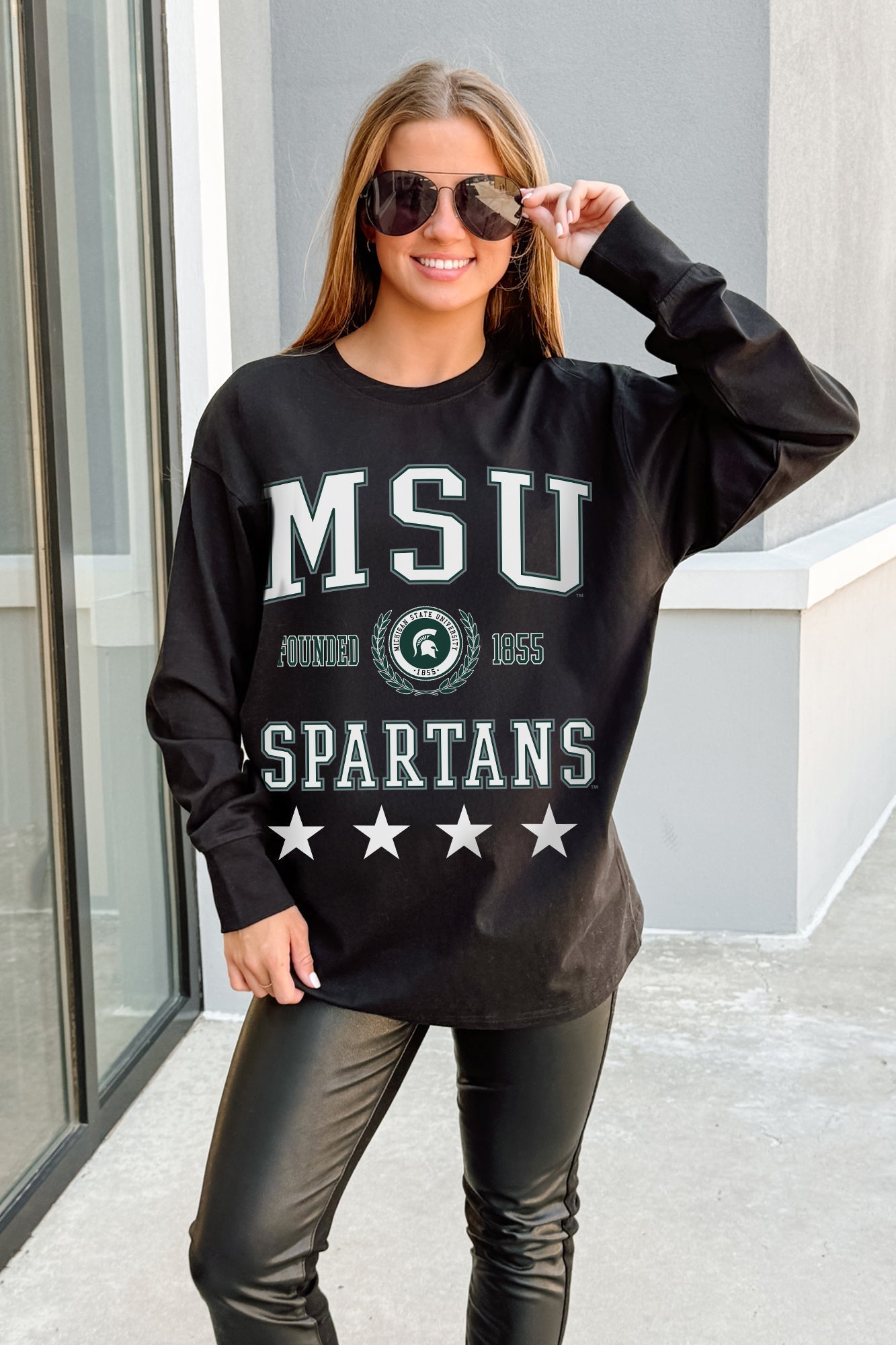 MICHIGAN STATE SPARTANS EVERYDAY STAR ESSENTIAL RELAXED FIT LONG SLEEVE TEE