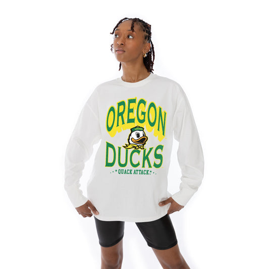 OREGON DUCKS TIME OUT OVERSIZED MIDWEIGHT LONG SLEEVE TEE WITH RIBBED NECKLINE AND CUFFS