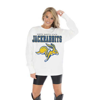 SOUTH DAKOTA STATE JACKRABBITS BIG GOALS OVERSIZED MIDWEIGHT LONG SLEEVE TEE WITH RIBBED NECKLINE AND CUFFS