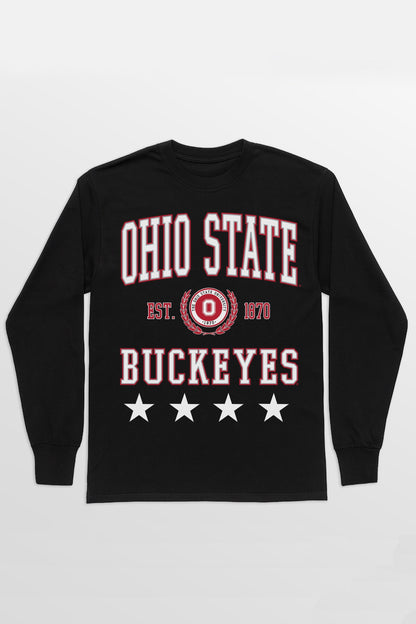 OHIO STATE BUCKEYES EVERYDAY STAR ESSENTIAL RELAXED FIT LONG SLEEVE TEE