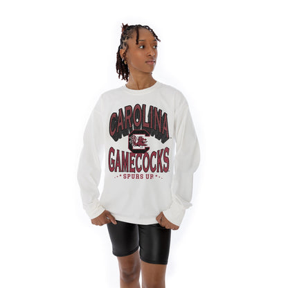 SOUTH CAROLINA GAMECOCKS TIME OUT OVERSIZED MIDWEIGHT LONG SLEEVE TEE WITH RIBBED NECKLINE AND CUFFS
