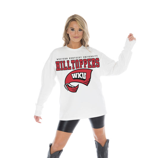 WESTERN KENTUCKY HILLTOPPERS BIG GOALS OVERSIZED MIDWEIGHT LONG SLEEVE TEE WITH RIBBED NECKLINE AND CUFFS
