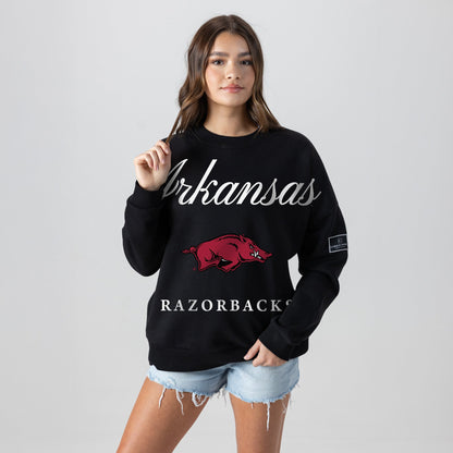 ARKANSAS RAZORBACKS LEGACY CLUB BLACK LABEL PREMIUM FLEECE DROP SHOULDER CREWNECK