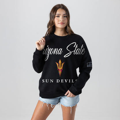ARIZONA STATE SUN DEVILS LEGACY CLUB BLACK LABEL PREMIUM FLEECE DROP SHOULDER CREWNECK
