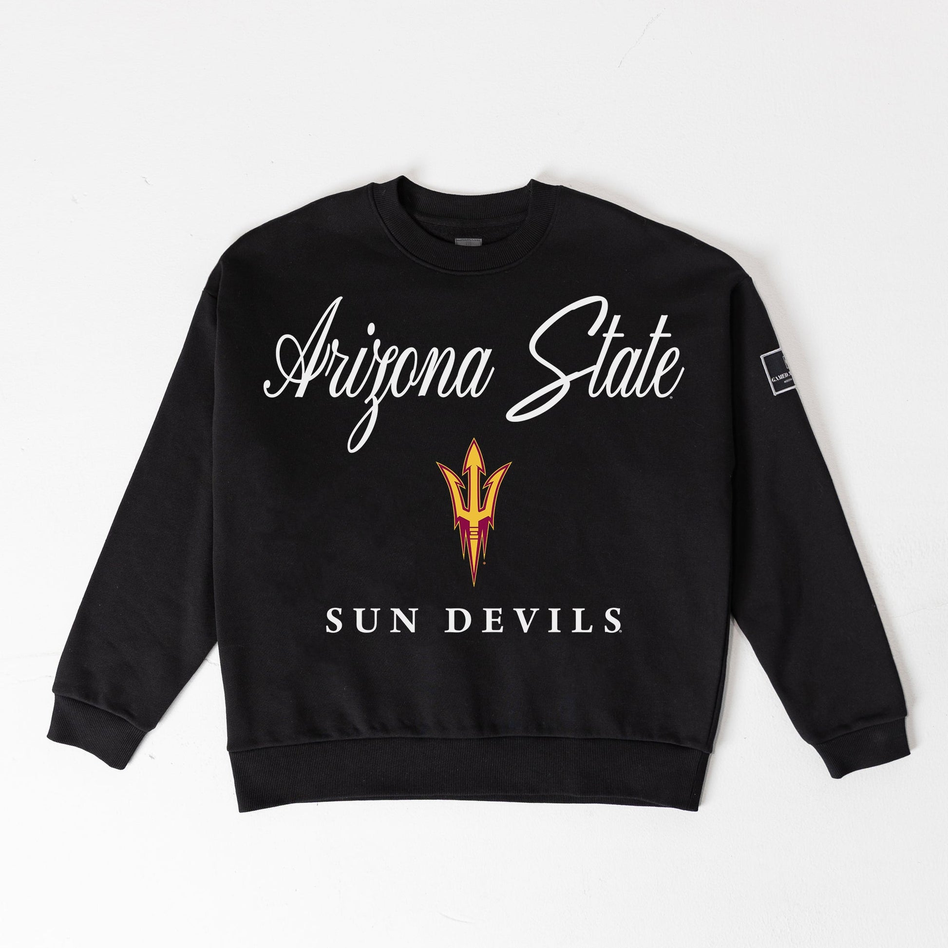 ARIZONA STATE SUN DEVILS LEGACY CLUB BLACK LABEL PREMIUM FLEECE DROP SHOULDER CREWNECK