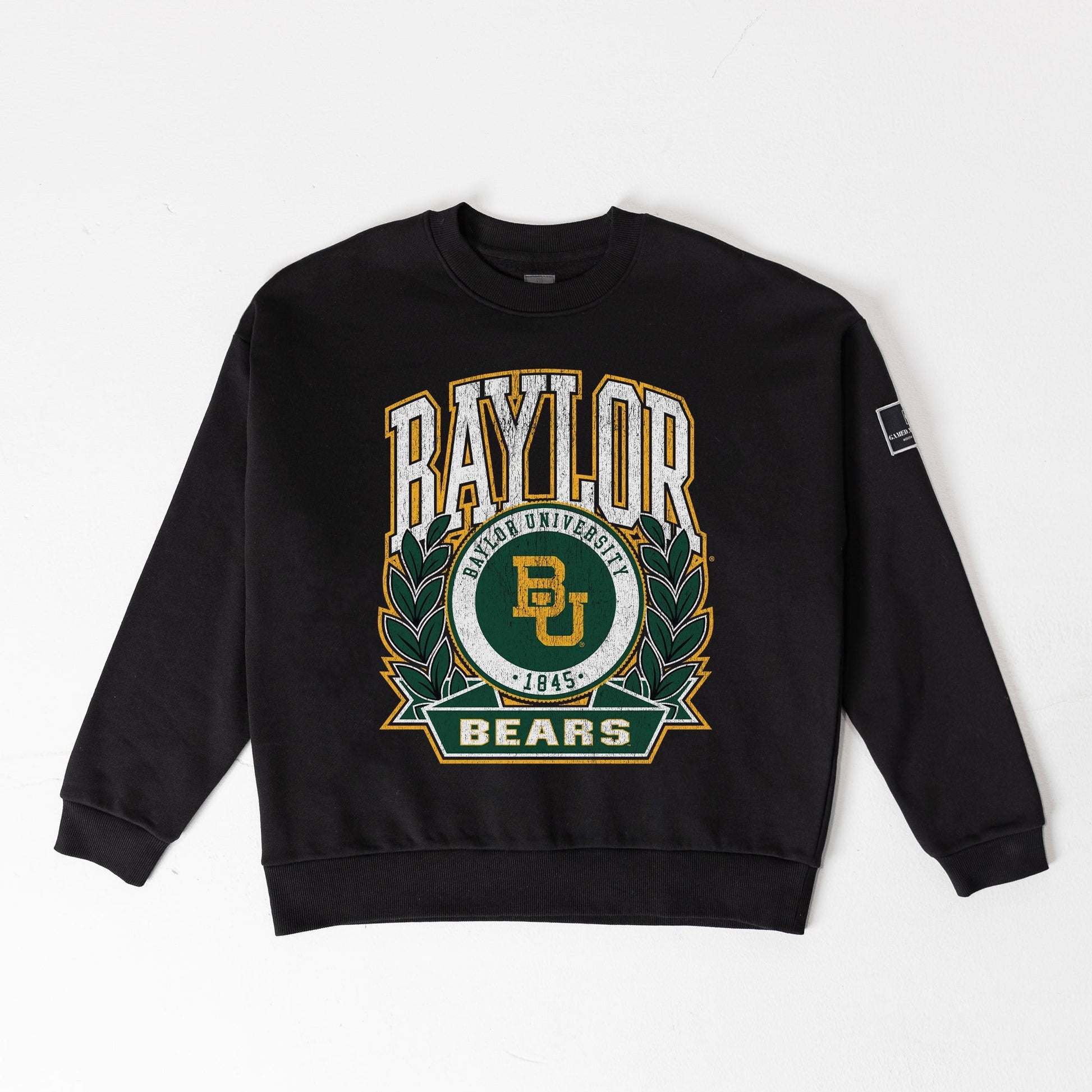 BAYLOR BEARS VICTORY LANE BLACK LABEL PREMIUM FLEECE DROP SHOULDER CREWNECK