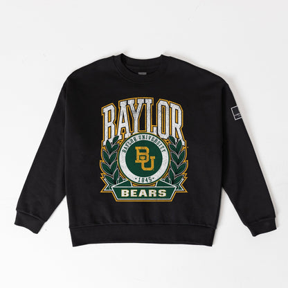 BAYLOR BEARS VICTORY LANE BLACK LABEL PREMIUM FLEECE DROP SHOULDER CREWNECK