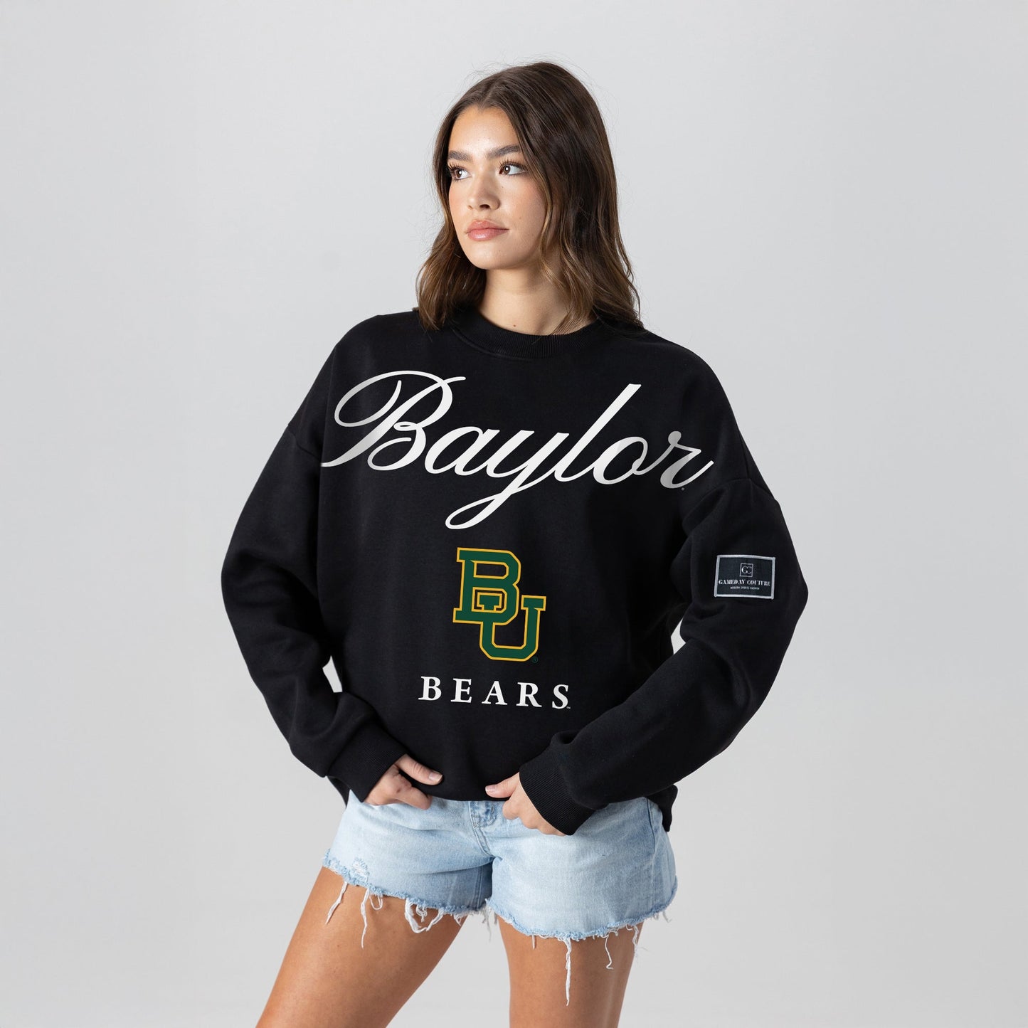 BAYLOR BEARS LEGACY CLUB BLACK LABEL PREMIUM FLEECE DROP SHOULDER CREWNECK