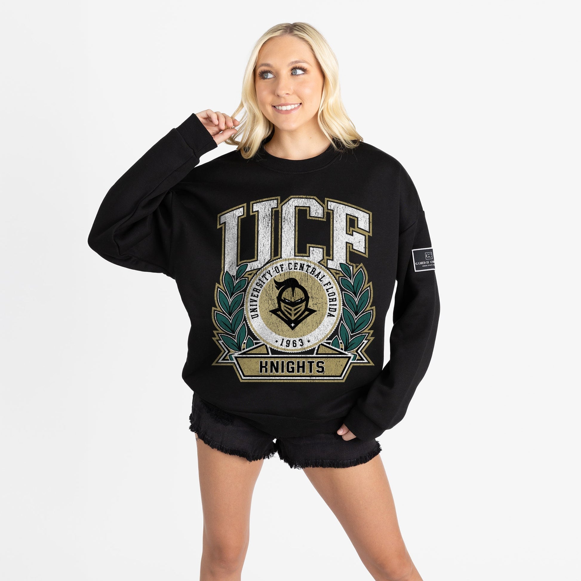 CENTRAL FLORIDA KNIGHTS VICTORY LANE BLACK LABEL PREMIUM FLEECE DROP SHOULDER CREWNECK