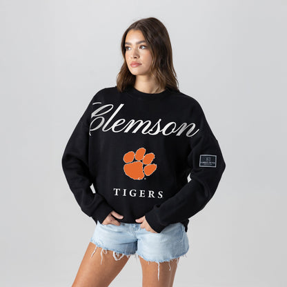 CLEMSON TIGERS LEGACY CLUB BLACK LABEL PREMIUM FLEECE DROP SHOULDER CREWNECK