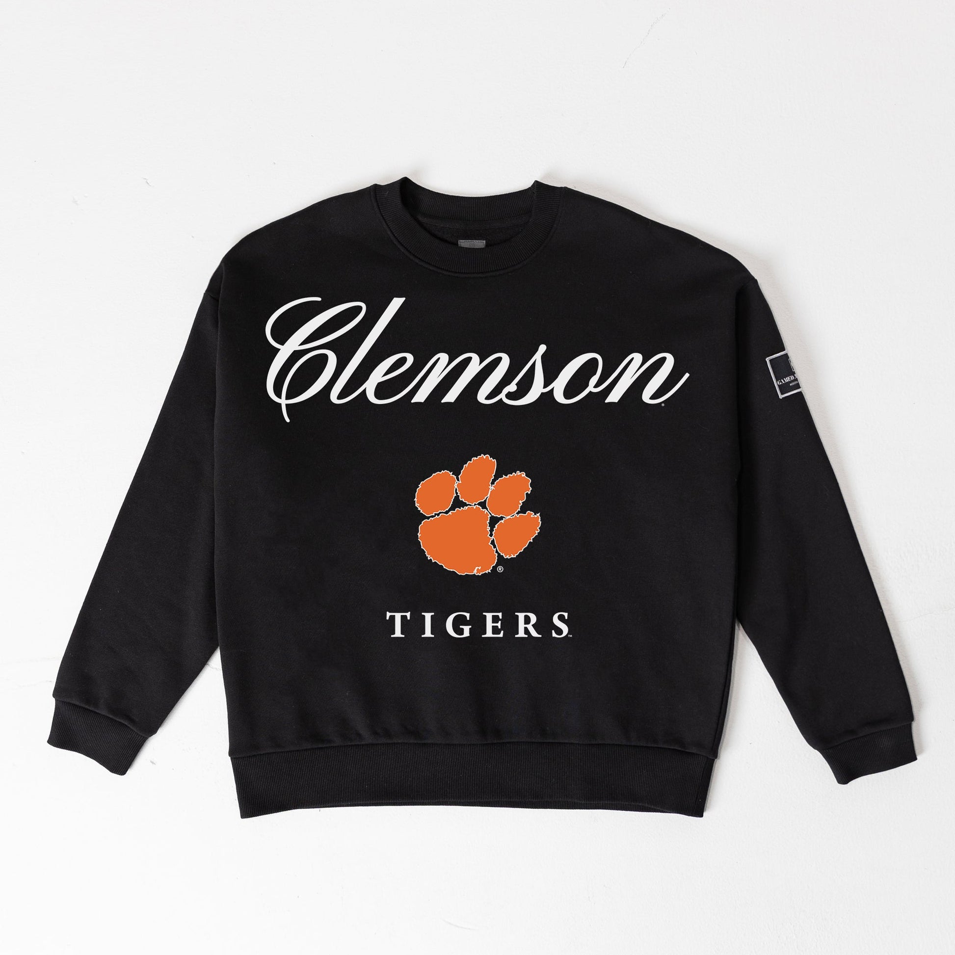 CLEMSON TIGERS LEGACY CLUB BLACK LABEL PREMIUM FLEECE DROP SHOULDER CREWNECK