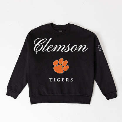 CLEMSON TIGERS LEGACY CLUB BLACK LABEL PREMIUM FLEECE DROP SHOULDER CREWNECK