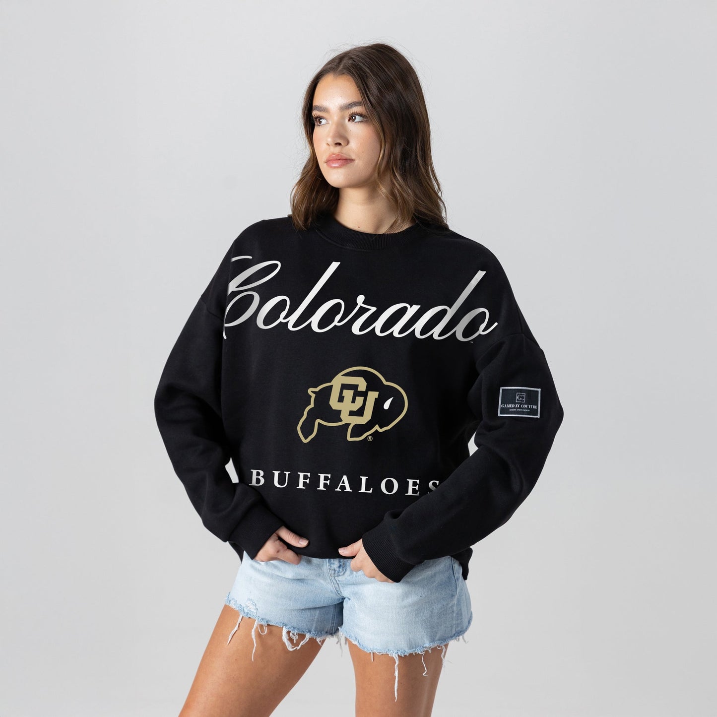 COLORADO BUFFALOES LEGACY CLUB BLACK LABEL PREMIUM FLEECE DROP SHOULDER CREWNECK