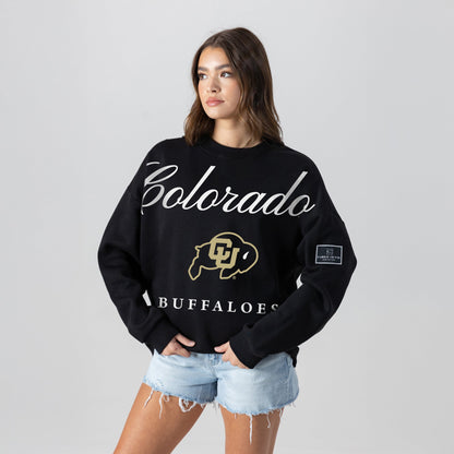 COLORADO BUFFALOES LEGACY CLUB BLACK LABEL PREMIUM FLEECE DROP SHOULDER CREWNECK