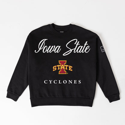 IOWA STATE CYCLONES LEGACY CLUB BLACK LABEL PREMIUM FLEECE DROP SHOULDER CREWNECK