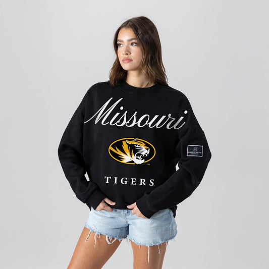 MISSOURI TIGERS LEGACY CLUB BLACK LABEL PREMIUM FLEECE DROP SHOULDER CREWNECK