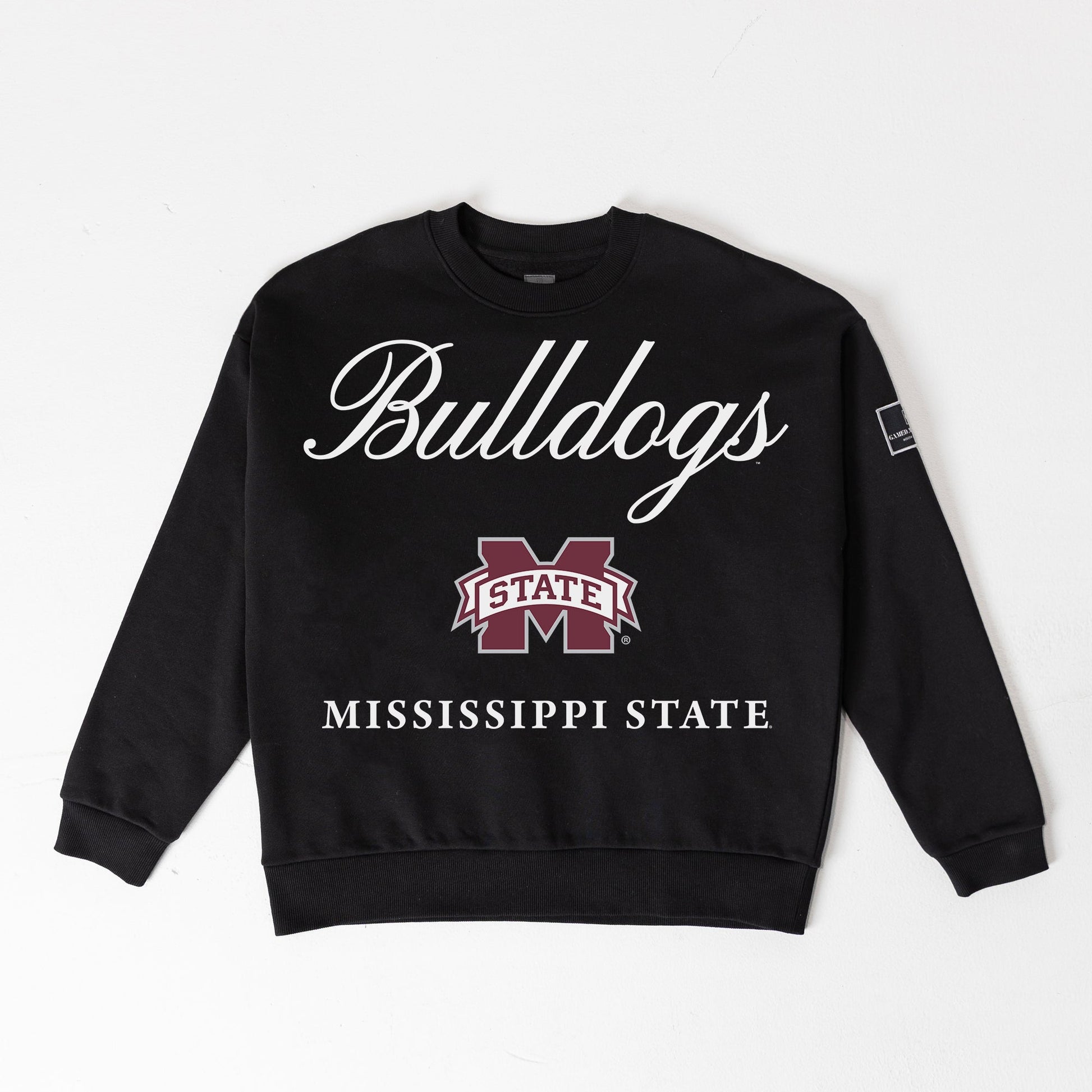 MISSISSIPPI STATE BULLDOGS LEGACY CLUB BLACK LABEL PREMIUM FLEECE DROP SHOULDER CREWNECK