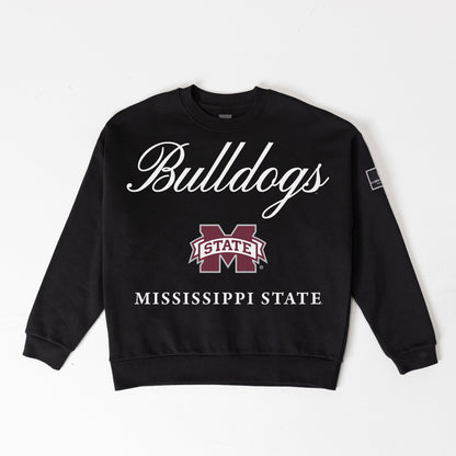MISSISSIPPI STATE BULLDOGS LEGACY CLUB BLACK LABEL PREMIUM FLEECE DROP SHOULDER CREWNECK