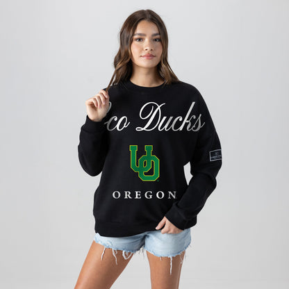 OREGON DUCKS LEGACY CLUB BLACK LABEL PREMIUM FLEECE DROP SHOULDER CREWNECK