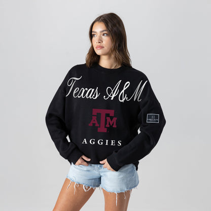 TEXAS A&M AGGIES LEGACY CLUB BLACK LABEL PREMIUM FLEECE DROP SHOULDER CREWNECK