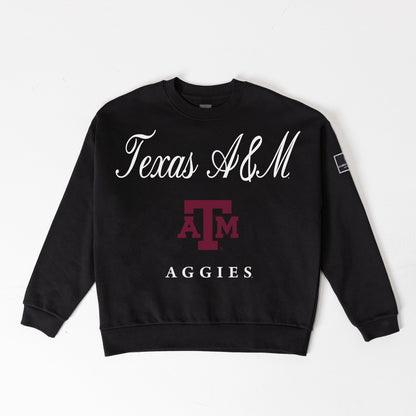 TEXAS A&M AGGIES LEGACY CLUB BLACK LABEL PREMIUM FLEECE DROP SHOULDER CREWNECK