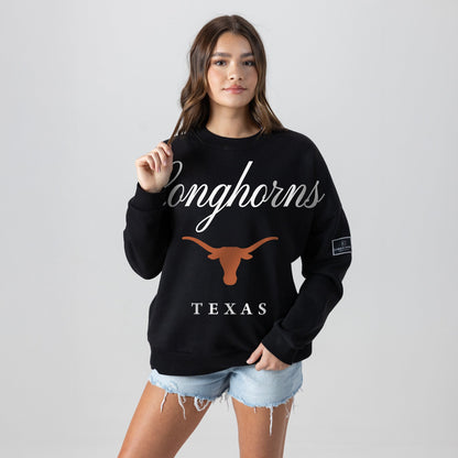 TEXAS LONGHORNS LEGACY CLUB BLACK LABEL PREMIUM FLEECE DROP SHOULDER CREWNECK