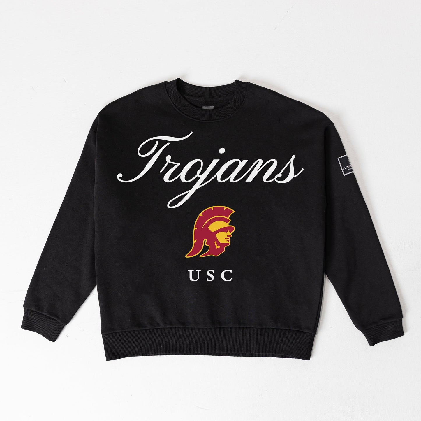 USC TROJANS LEGACY CLUB BLACK LABEL PREMIUM FLEECE DROP SHOULDER CREWNECK