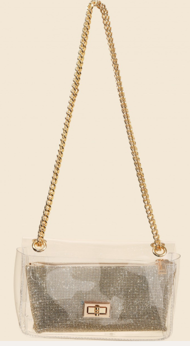 Clear Stadium Crossbody Bag with Chain Strap - Bella