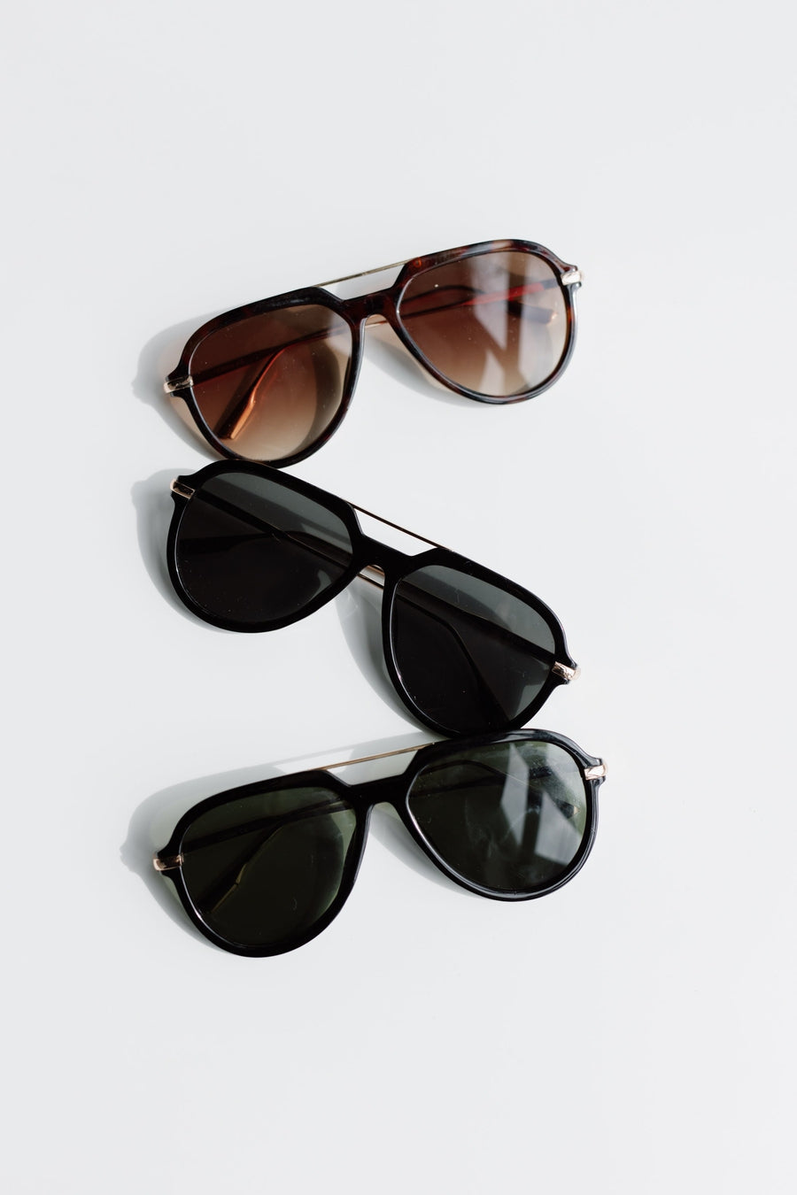 BLANCA AVIATOR SUNGLASSES - Brown Black Green Colorway Flat Lay | Gameday Couture SOHO