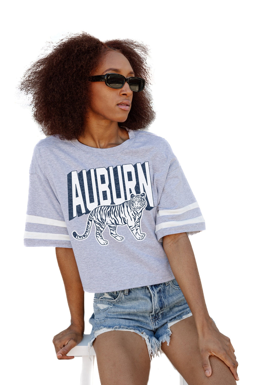 AUBURN TIGERS NO SHORTCUTS DROP SHOULDER MID-CROP TEE