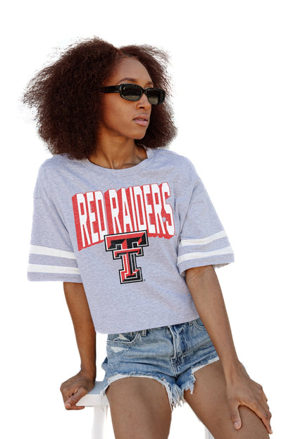 TEXAS TECH RED RAIDERS NO SHORTCUTS DROP SHOULDER MID-CROP TEE