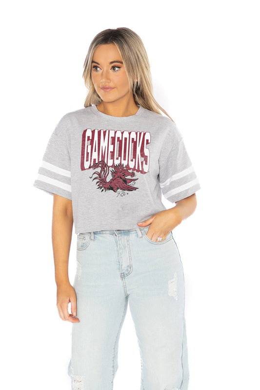 SOUTH CAROLINA GAMECOCKS NO SHORTCUTS DROP SHOULDER MID-CROP TEE