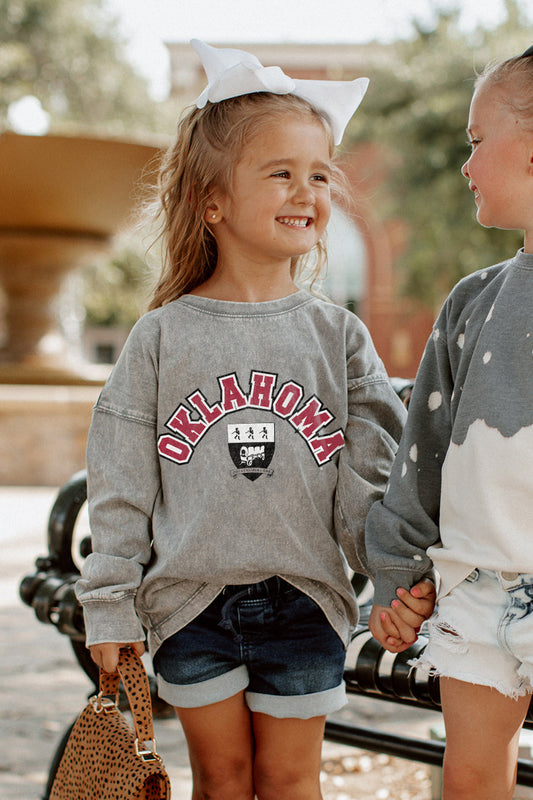 OKLAHOMA SOONERS KIDS FADED WASH PULLOVER