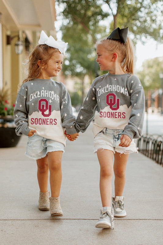 OKLAHOMA SOONERS KIDS BLEACH DYE FADED CREWNECK SWEATSHIRT