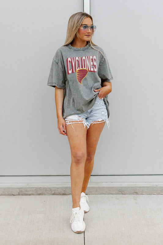 IOWA STATE CYCLONES SOLID DEFENSE OVERSIZED CREWNECK TEE